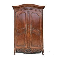 Armoire Nîmoise de mariage Louis XV époque XVIIIème en noyer à restaurer