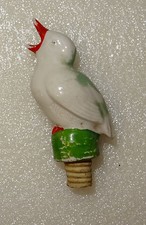 ANCIEN BOUCHON DOSEUR VERSEUR EN PORCELAINE REPRESENTANT UN OISEAU