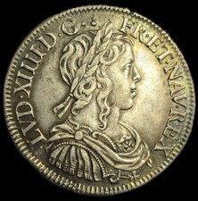 1/2 Écu Mèche Longue 1653 X Amiens Louis XIV Superbe 🤩