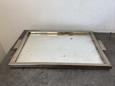 Ancien Plateau Métal Et Miroir Deco Table Service Vintage