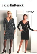 ??✂5280 PATRON BUTTERICK  CREATION  ROBE CHIC DRAPEE SUR LE COTE  34 AU 50