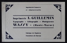 Buvard Imprimerie GUILLEMIN Wassy Haute-Marne Art déco typo blotter 3