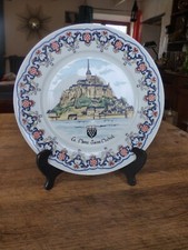 assiette décorative  porcelaine  Limoges MP décor MONT SAINT MICHEL vintage