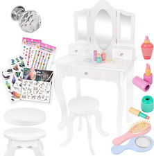 Coiffeuse Enfant Fille Coiffeuses Pour Enfants Avec Miroir Accessoires Tabouret