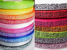 RUBAN GROS GRAIN - COURBE VOLUTE ARABESQUE - 10 mm au mètre - Coloris au choix