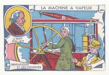 *** La Machine à Vapeur _ Inventions er Découvertes *** Chromo ancien 13,5 x 9