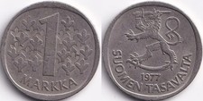 1 Mark Markkaa 1977 M Finlande