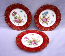 HAVILAND LIMOGES 3 Decorative Plate Hand Paint Gilt Porcelain Flower 1900's