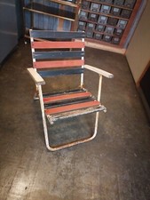 Fauteuil pliant jardin bois tube 1950 60 