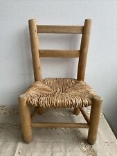 Ancienne Chaise Enfant Paille Bois Deco Poupée Vintage 