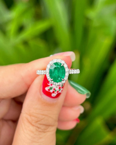 Bague ovale émeraude - ovale, en