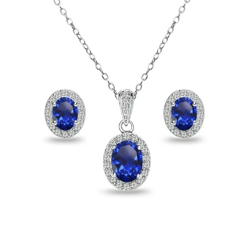 Parure collier ovale saphir - collier,