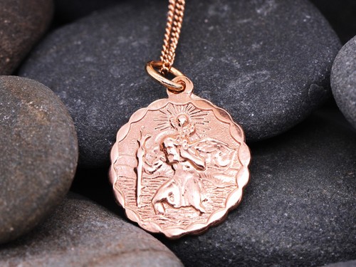 9ct rose saint christopher - rose,
