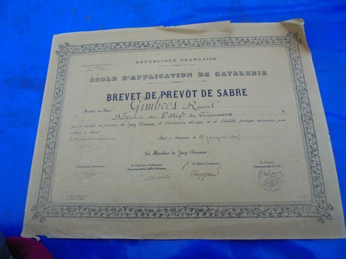 Brevet prévot sabre - de,