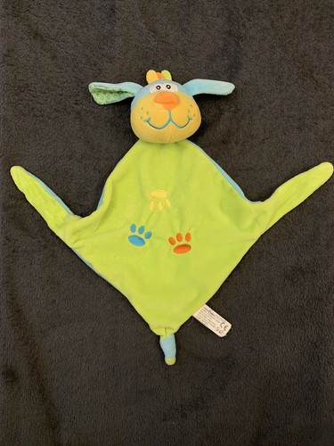 Doudou chien bleu jaune - doudou,