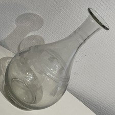 Ancienne Carafe En Verre Soufflé Gravé À Décor De Frises Art Déco 75 cl.