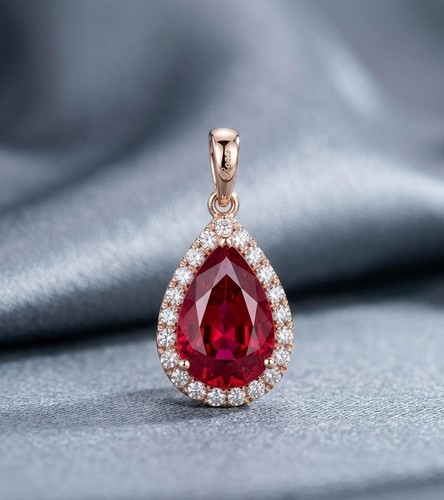 Pendentif rubis rouge - , taillé