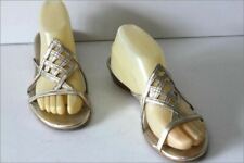 SAN MARINA Sandales Cuir Tressé Doré Petits Talons T 39 TBE
