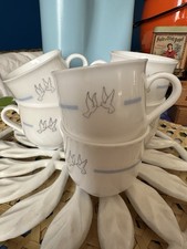 RARE ARCOPAL FRANCE Vintage Lot 5 TASSES café colombe hirondelle oiseau