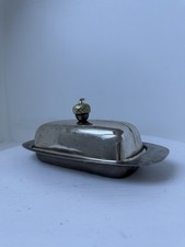 Beurrier vintage en métal argenté poignée gland