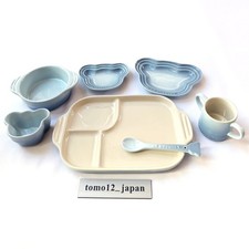 Vaisselle bébé Le Creuset lot de 7 assiettes en grès bleu côtier du Japon