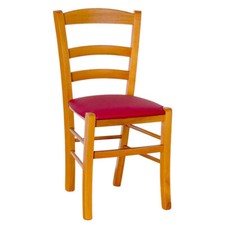 Chaise En Bois Paesana Cerise Avec Assise Rouge