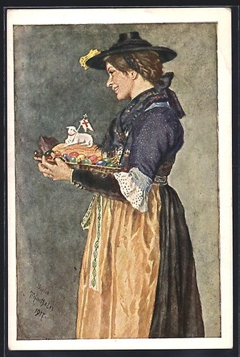 Carte postale femme - , en