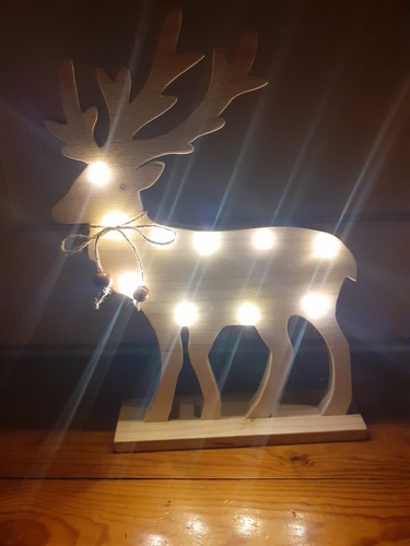 Cerf lumineux noel bois - lumineux,
