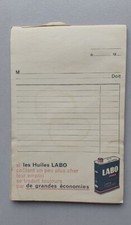 Carnet facture huile labo