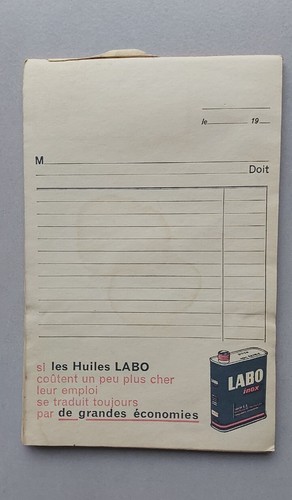 Carnet facture huile labo