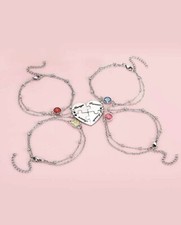 4x Bracelet Argent Femme Lot Bijoux Jonc Multi Rang Acier Inoxydable Puzzle