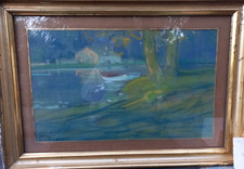 Louis FORTUNEY (1875-1951) Paysage Pastel signé en bas à gauche .