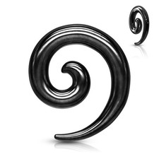 Piercing écarteur oreille spirale acier chirurgical noir