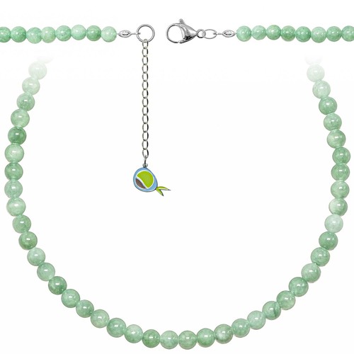 Collier jade vert perles - -,