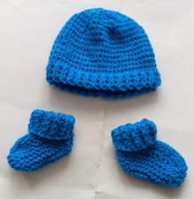 Bonnet + Chaussons Bébé Naissance 0/3 Mois Tricot 