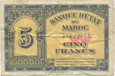 Billet Maroc - 5 francs -