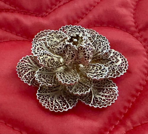 Broche vintage fleur filigrane - broche,