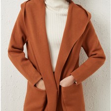 Manteau Trench Midi Pour Femme À Capuche Peacoat Coupe-Vent Veste Poches Mode