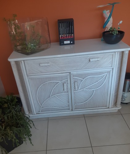 Mobilier rotin blanc - mobilier,