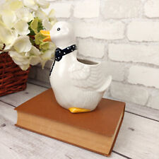 Pot à ustensiles en céramique blanche émaillée en forme d'oie décor cuisine