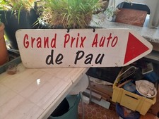 Rare ancien panneau bois grand prix auto de pau idéal déco plaque émaillée