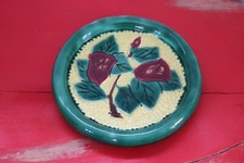 Assiette Dessous De Bouteille  Vallauris barbotine décor floral