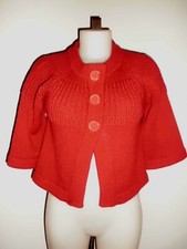 ORIGINAL CHAUD ET DOUX GILET FEMME C&A BORDEAUX EN TRICOT T:XS/S MANCHE 3/4