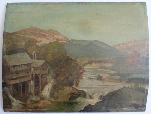 Paysage moulin peinture - paysage,
