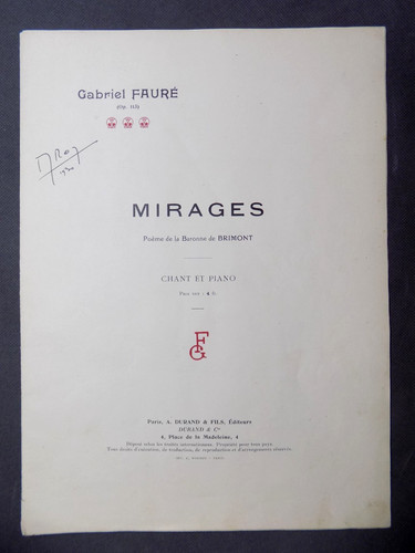 Gabriel fauré mirages poeme - fauré,