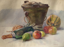Grande aquarelle nature - aquarelle, morte