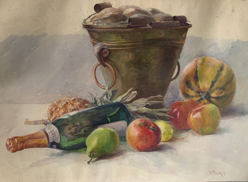 Grande aquarelle nature morte - aquarelle,