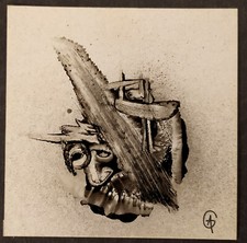 Peinture noir et blanc miniature signée bombe aerosol  graphic paint art