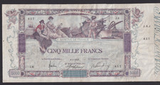 TRÈS RARE BILLET DE 5000F FLAMENG DU 8-1-1918 EN TB