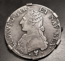 ECU LOUIS XVI 1788 L aux deux branches d'olivier, bel état, monté en broche.